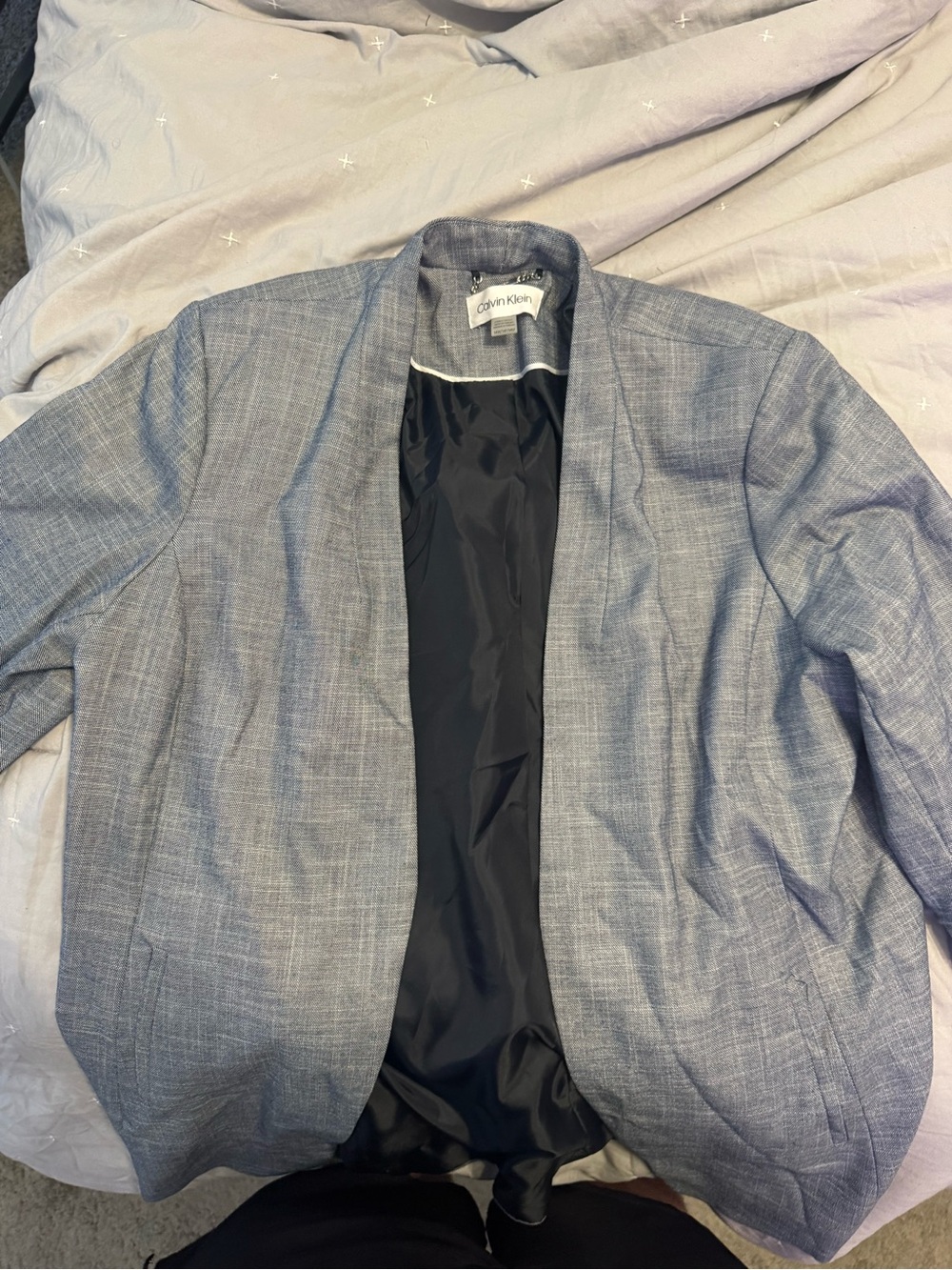 Calvin Klein Light Gray Open-Front Blazer